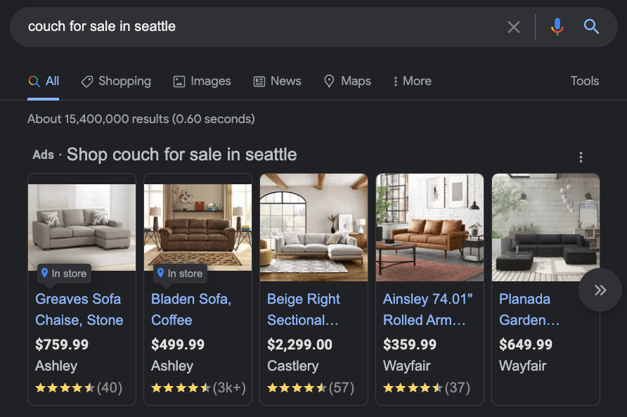 rich search results